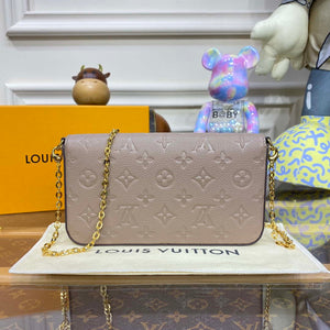 LV M82609 Louis Vuitton Felicie Pochette Monogram Empreinte Bag Tourterelle Beige - Default Title - View 2