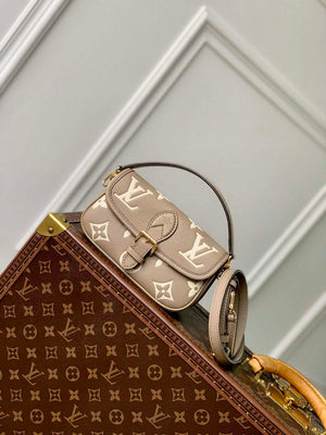 LV M83300 Louis Vuitton Nano Diane Bag Monogram Empreinte leather Tourterelle Beige / Cream - Default Title - View 1