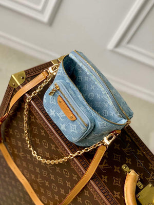 LV M83353 Louis Vuitton Mini Bumbag Monogram Empreinte Denim Blue - Default Title - View 9