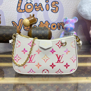 LV M83448 Louis Vuitton Easy Pouch On Strap Bag Monogram Empreinte Crame Pink - Default Title - View 1