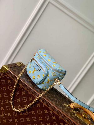 LV M83694 Louis Vuitton Mini Bumbag Monogram Empreinte Blue with Yellow - Default Title - View 2