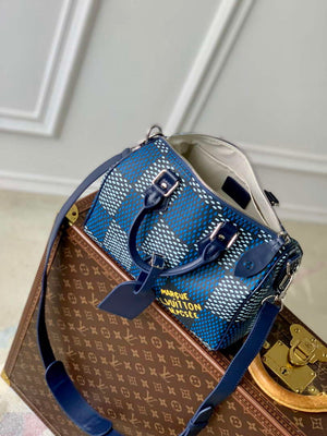LV N40691 Louis Vuitton Speedy 25 Bandouliere Bag Blue - Default Title - View 9