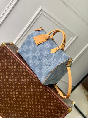 LV N40701 Louis Vuitton Speedy 40 Bandouliere Bag Blue - Default Title - View 2