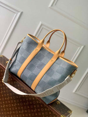 LV N40702 Louis Vuitton Weekend Tote Bag Blue - Default Title - View 3