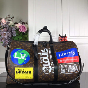 LV N44642 Louis Vuitton Keepall 50B Travel Bag Monogram - Default Title - View 1