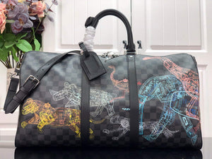 LV N45281 Louis Vuitton Keepall 50B Travel Bag Black - Default Title - View 1