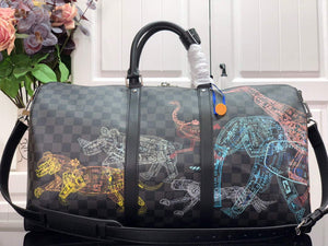 LV N45281 Louis Vuitton Keepall 50B Travel Bag Black - Default Title - View 3