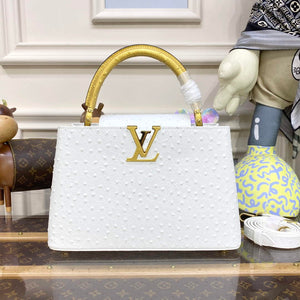 LV N81279 Louis Vuitton Capucines MM Handbag White - Default Title - View 1