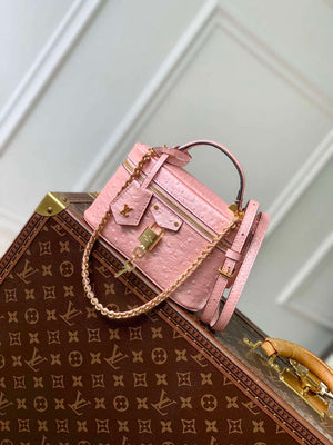 LV N85820 Louis Vuitton Vanity Chain Pouch Ostrich leather Bag Pink Glaze - Default Title - View 1