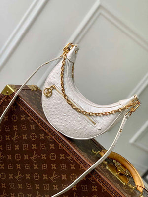 LV N85900 Louis Vuitton Loop Pm Ostrich leather Bag White Pearl - Default Title - View 1