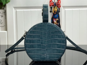 LV M90219 Louis Vuitton Petite Boite Chapeau Crocodilien Brillant N95555 Bag Blue - luxibagsmall