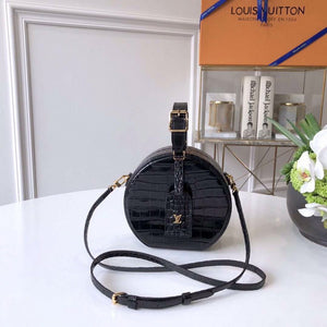 LV N93597 Louis Vuitton Petite Boite Chapeau Crocodilien Brillant N93598 Bag Black - luxibagsmall