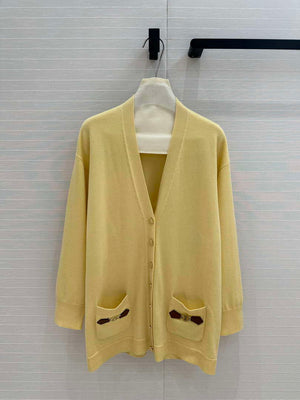 LV Women's Sweaters Louis Vuitton Elegant Yellow Cashmere Cardigans L36023 - S - View 1