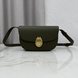 Medium Dior Médaillon Flap Bag M3920QDWP_M900 Olive Green Grained Calfskin - Default Title - View 1
