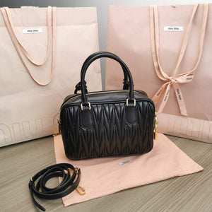 MiuMiu 5BB124 Matelass¨¦ Nappa Leather Top-handle Bag Black - Default Title - View 2