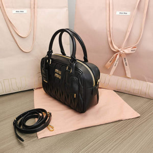 MiuMiu 5BB124 Matelass¨¦ Nappa Leather Top-handle Bag Black - Default Title - View 3
