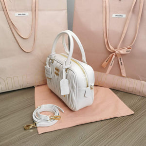 MiuMiu 5BB124 Matelass¨¦ Nappa Leather Top-handle Bag White - Default Title - View 3