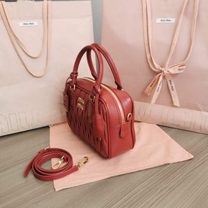 MiuMiu 5BB124 Matelass¨¦ Nappa Leather Top-handle Bag red - Default Title - View 3