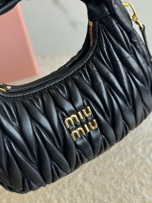 MiuMiu 5BC125 Small Matelass¨¦ nappa leather handbag Black - Default Title - View 5