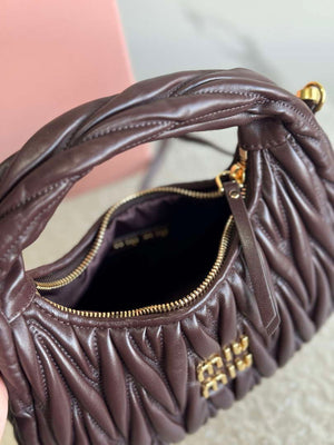 MiuMiu 5BC125 Small Matelass¨¦ nappa leather handbag Dark Brown - Default Title - View 8