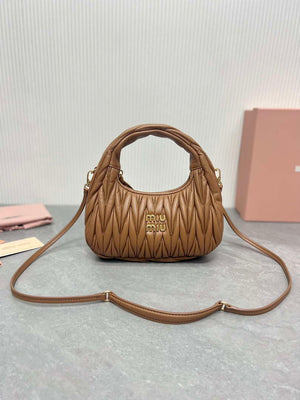 MiuMiu 5BC125 Small Matelass¨¦ nappa leather handbag Caramel - Default Title - View 1