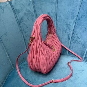 MiuMiu 5BC153 Wander matelass¨¦ nappa leather hobo bag Pink - Default Title - View 3