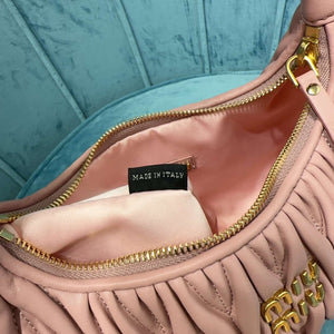 MiuMiu 5BC153 Wander matelass¨¦ nappa leather hobo bag Light Pink - Default Title - View 9
