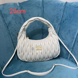 MiuMiu 5BC153 Wander matelass¨¦ nappa leather hobo bag White - Default Title - View 1
