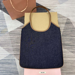 MiuMiu 5BG231 IVY Canvas and Leather Bag Black denim - Default Title - View 2