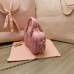 MiuMiu 5BP077 Matelass¨¦ nappa leather top-handle mini-bag Alabaster Pink - Default Title - View 3