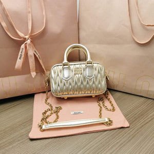MiuMiu 5BP077 Matelass¨¦ nappa leather top-handle mini-bag Pyrite - Default Title - View 1