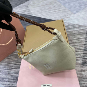 MiuMiu 5NE841 Gabardine Pouch Bag Plaster White/Chalk White - Default Title - View 7