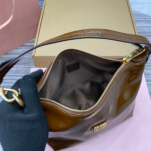 MiuMiu 5NE841 Naplak Patent Leather Pouch Bag Bronw - Default Title - View 9