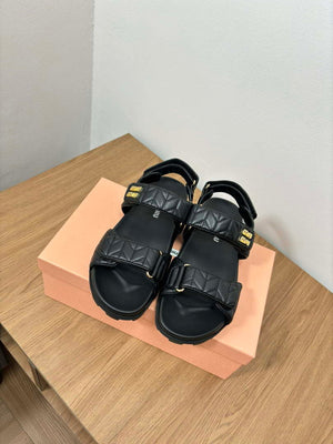 MiuMiu 5X135E Women's Sporty matelass¨¦ nappa leather sandals Miu8001 - Euro 35=US 4 - View 1