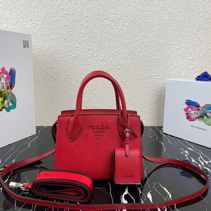 Prada 1BA269 Saffiano Leather Prada Monochrome Bag Red - Default Title - View 1