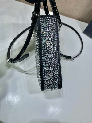 Prada 1BA331 Small satin tote bag with crystals Black - Default Title - View 6
