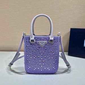 Prada 1BA331 Small satin tote bag with crystals Purple - Default Title - View 2