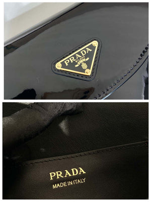 Prada 1BA349 Triangle-logo shoulder patent leather bag Black - Default Title - View 9