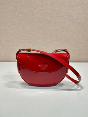 Prada 1BA349 Triangle-logo shoulder patent leather bag Red - Default Title - View 1