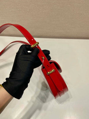Prada 1BA349 Triangle-logo shoulder patent leather bag Red - Default Title - View 6