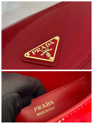 Prada 1BA349 Triangle-logo shoulder patent leather bag Red - Default Title - View 9