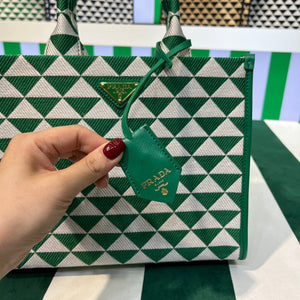 Prada 1BA354 Small Prada Symbole jacquard fabric handbag Green White - Default Title - View 5