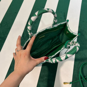 Prada 1BA354 Small Prada Symbole jacquard fabric handbag Green White - Default Title - View 7