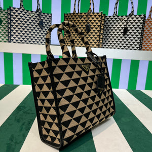 Prada 1BA354 Small Prada Symbole jacquard fabric handbag Apricot Black - Default Title - View 2