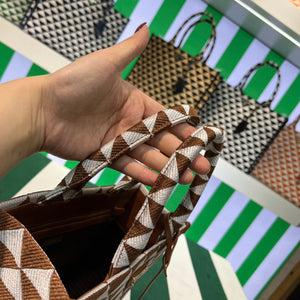 Prada 1BA354 Small Prada Symbole jacquard fabric handbag Tan White - Default Title - View 4