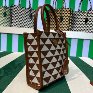 Prada 1BA355 Symbole Jacquard Fabric Micro Bag Tan White - Default Title - View 2