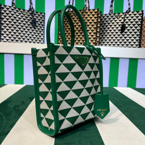 Prada 1BA355 Symbole Jacquard Fabric Micro Bag Green White - Default Title - View 2