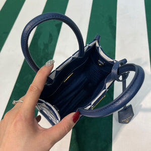 Prada 1BA355 Symbole Jacquard Fabric Micro Bag Blue White - Default Title - View 5