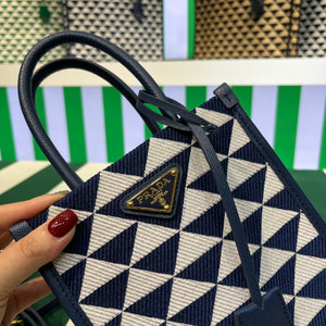 Prada 1BA355 Symbole Jacquard Fabric Micro Bag Blue White - Default Title - View 9