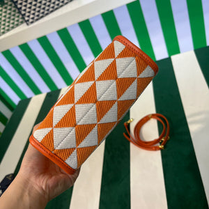 Prada 1BA355 Symbole Jacquard Fabric Micro Bag Orange White - Default Title - View 6